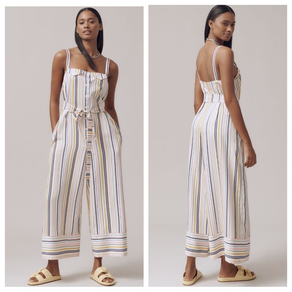 NEW Maeve Anthropologie Jumpsuit Womens S Multi Color Wide Leg Whimsical Boho - Picture 1 of 16